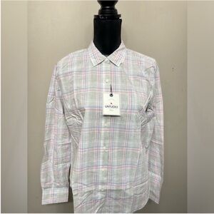 NWT UNTUCKit Women’s Pink and White Plaid Casual Shirt 10